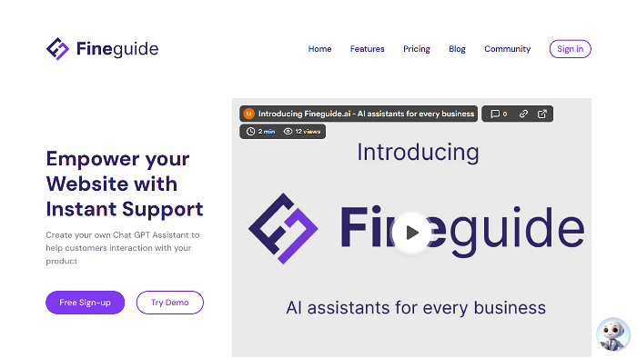 screenshot of FineGuide's website