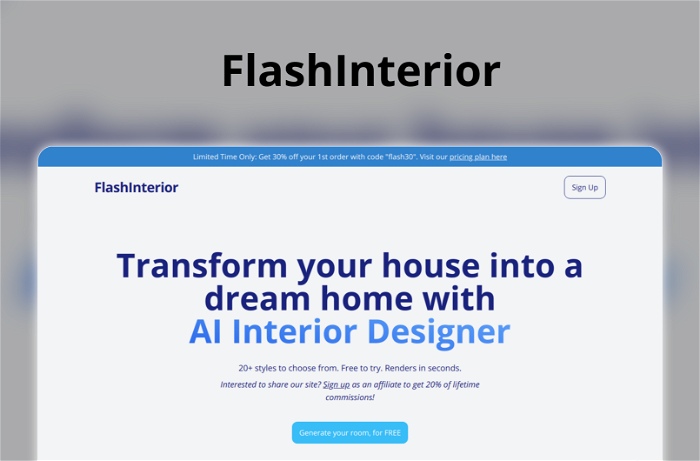 FlashInterior Thumbnail, showing the homepage and logo of the tool
