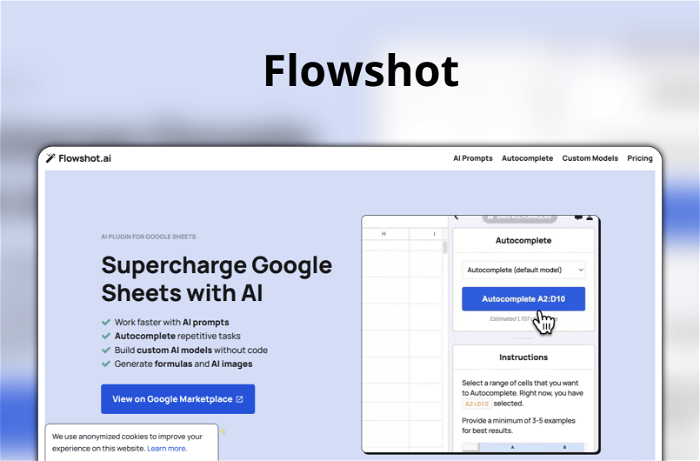 Flowshot Thumbnail, showing the homepage and logo of the tool