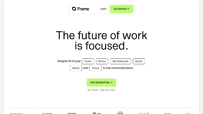 screenshot of Frame's website