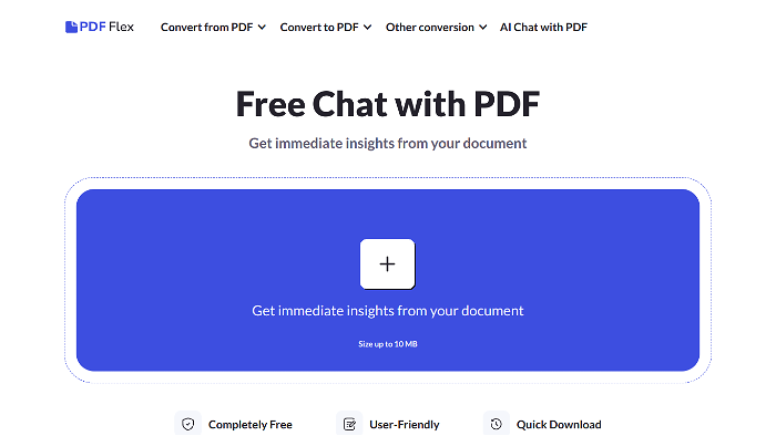 screenshot of Free Chat with PDF's website