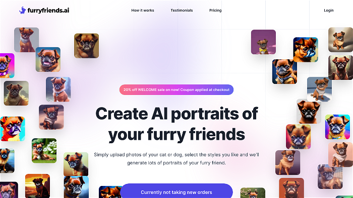 screenshot of FurryFriends's website