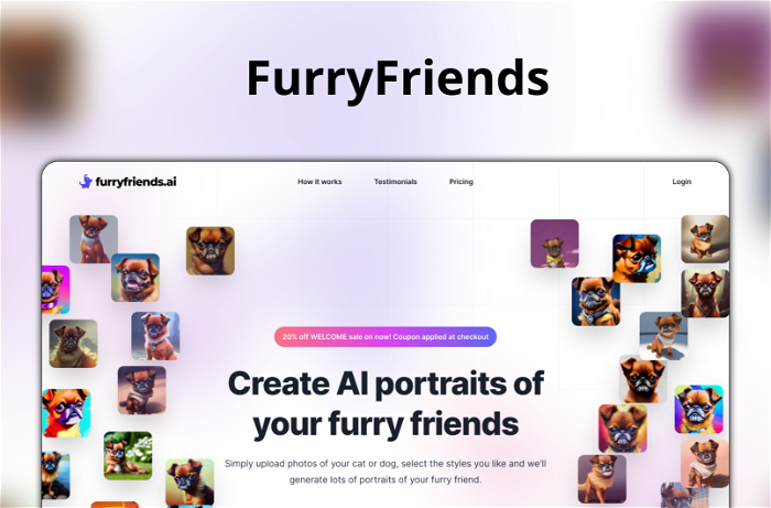 FurryFriends Thumbnail, showing the homepage and logo of the tool