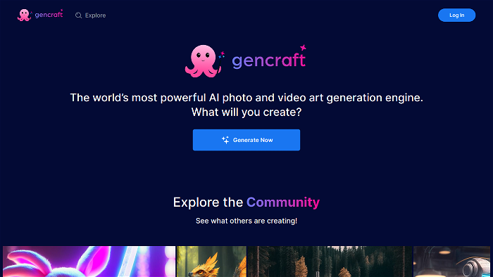 screenshot of Gencraft's website