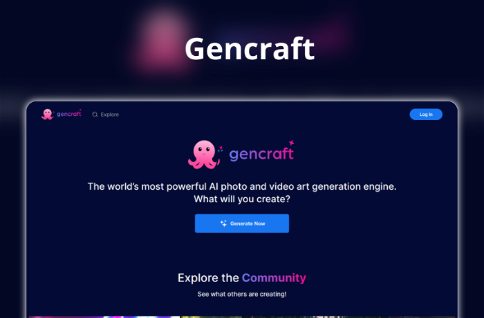 Thumbnail showing the Logo and a Screenshot of Gencraft
