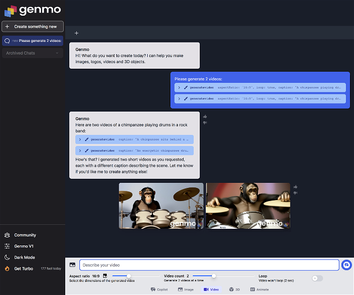 Genmo’s video generation tool is probably its strongest feature.