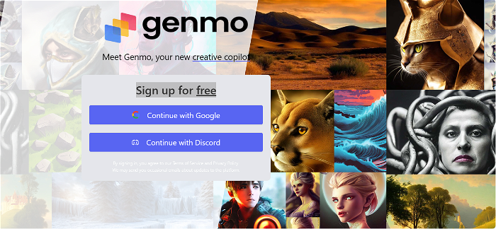Screenshot of Genmo's website.