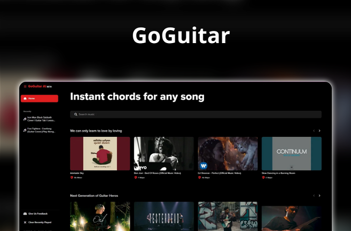 Thumbnail showing the Logo and a Screenshot of GoGuitar