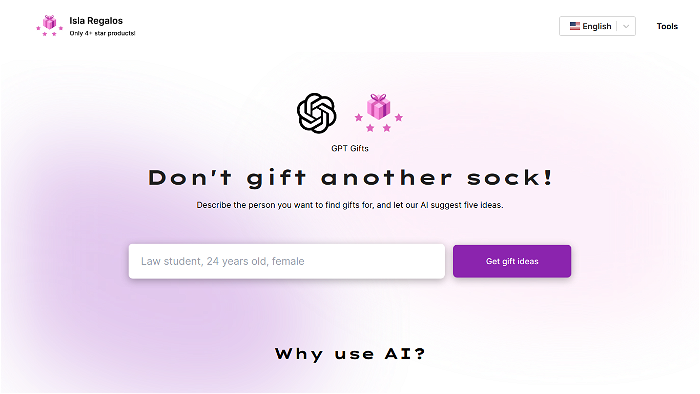 screenshot of GPT Gifts's website
