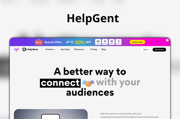 Thumbnail showing the Logo and a Screenshot of HelpGent