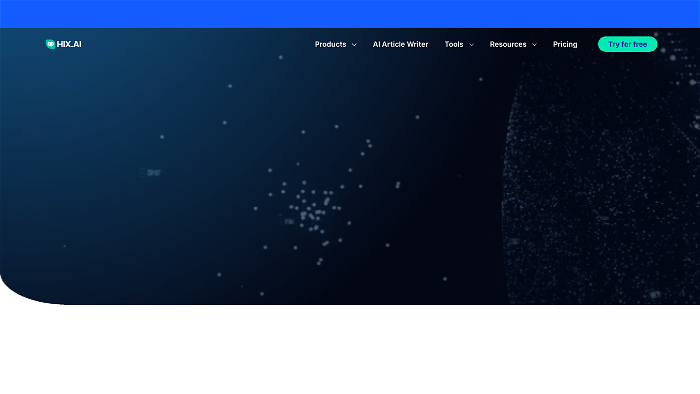 screenshot of HIX AI's website