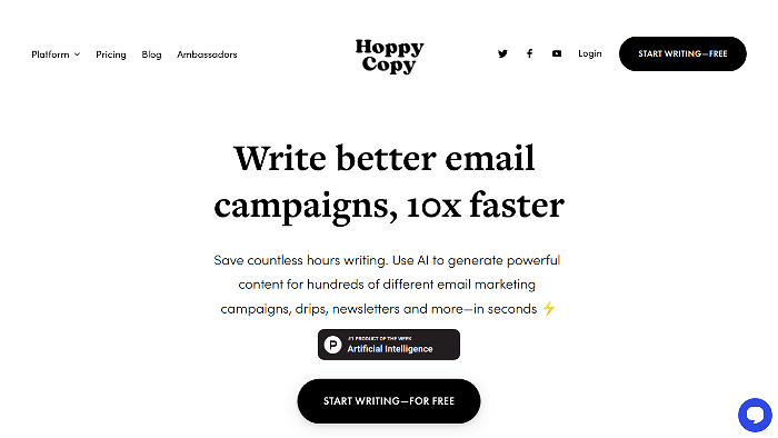Screenshot of Hoppy Copy's website.