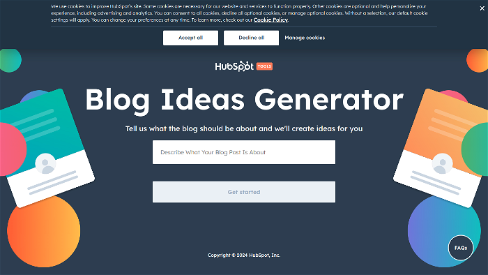 screenshot of HubSpot's website
