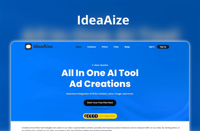 IdeaAize Thumbnail, showing the homepage and logo of the tool