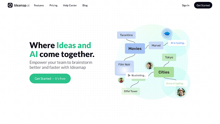 screenshot of Ideamap's website