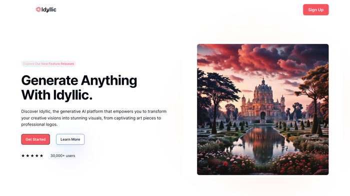 screenshot of Idyllic's website