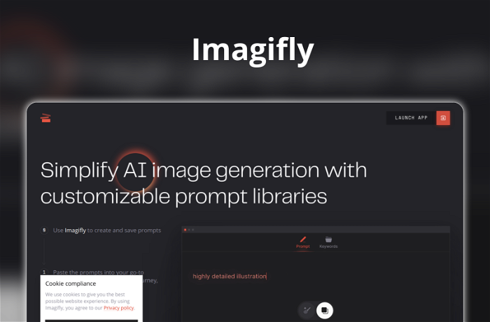 Imagifly Thumbnail, showing the homepage and logo of the tool