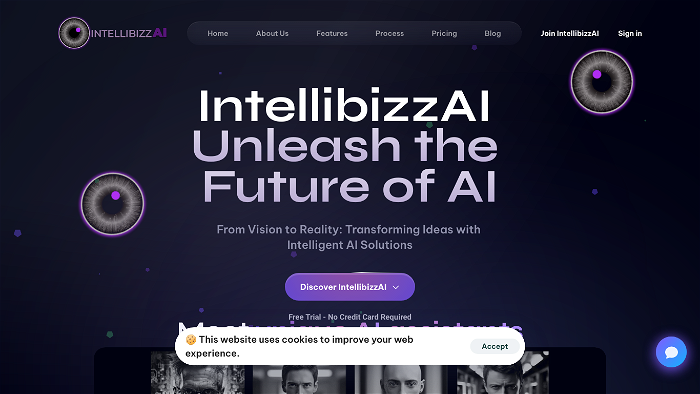 screenshot of IntellibizzAI's website