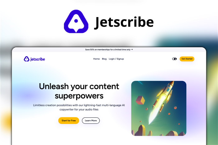 Jetscribe Thumbnail, showing the homepage and logo of the tool
