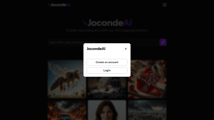 screenshot of JocondeAI's website