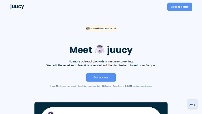 screenshot of juucy.io's website