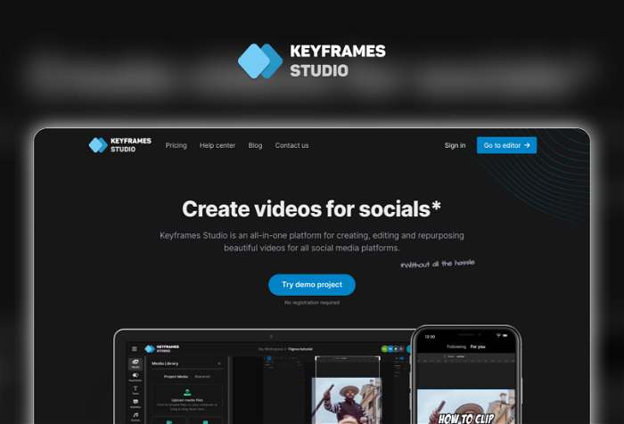 Keyframes Studio Thumbnail, showing the homepage and logo of the tool