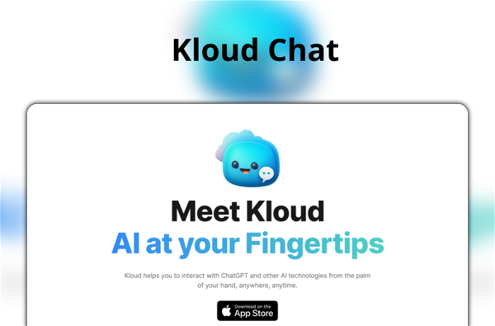 Kloud Chat Thumbnail, showing the homepage and logo of the tool