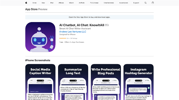 screenshot of KnowItAll AI's website