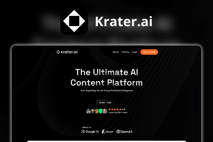Thumbnail showing the Logo and a Screenshot of Krater.ai