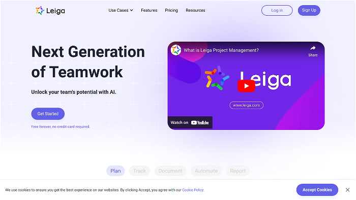 Thumbnail showing the logo and a screenshot of Leiga