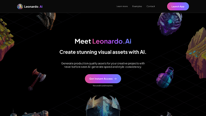 screenshot of Leonardo's website
