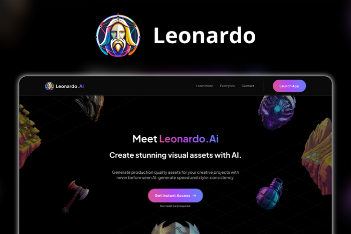Leonardo Thumbnail, showing the homepage and logo of the tool