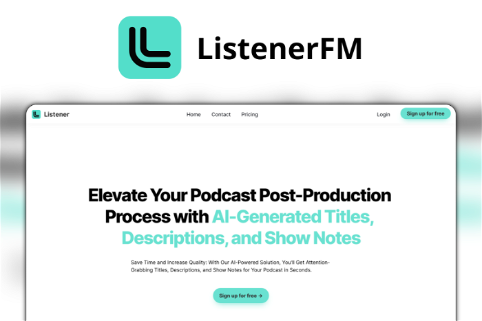 ListenerFM Thumbnail, showing the homepage and logo of the tool