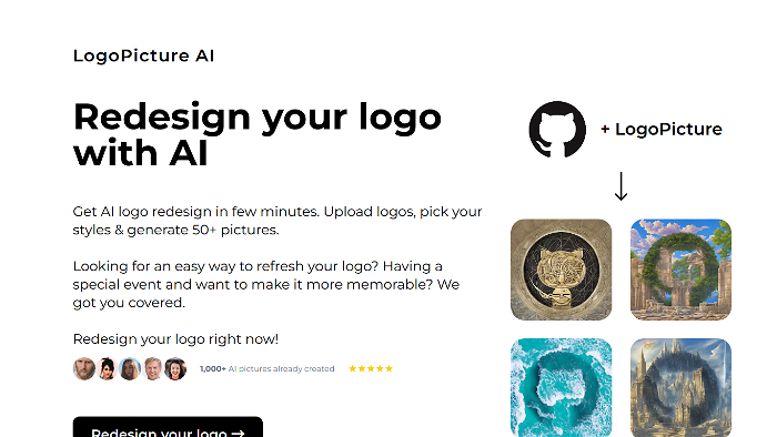 screenshot of LogoPicture AI's website