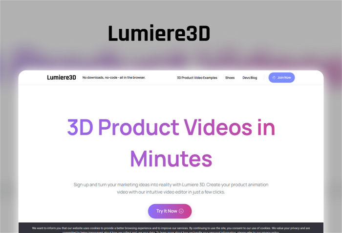 Lumiere3D Thumbnail, showing the homepage and logo of the tool