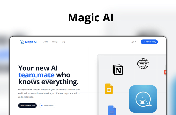 Magic AI Thumbnail, showing the homepage and logo of the tool