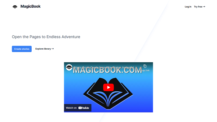screenshot of Magic Book's website