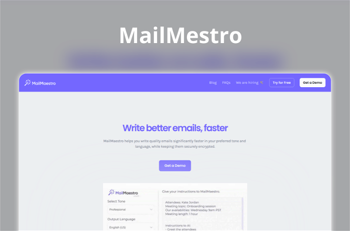 Thumbnail showing the Logo and a Screenshot of MailMestro