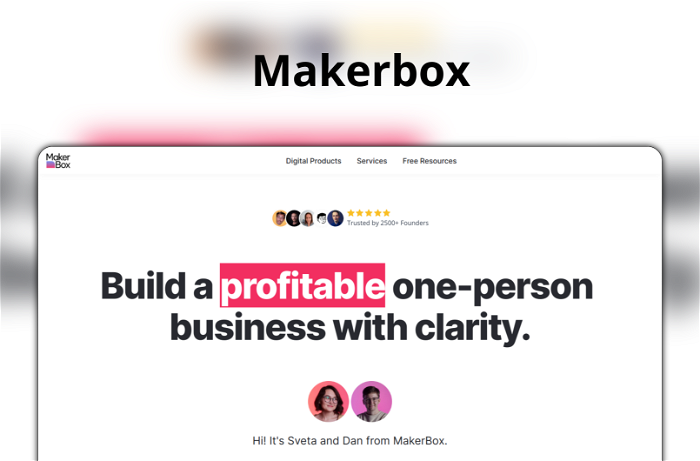 Makerbox Thumbnail, showing the homepage and logo of the tool