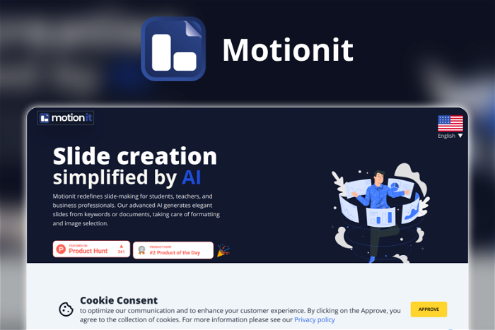 Motionit Thumbnail, showing the homepage and logo of the tool