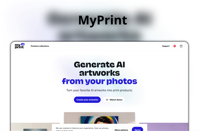 MyPrint Thumbnail, showing the homepage and logo of the tool