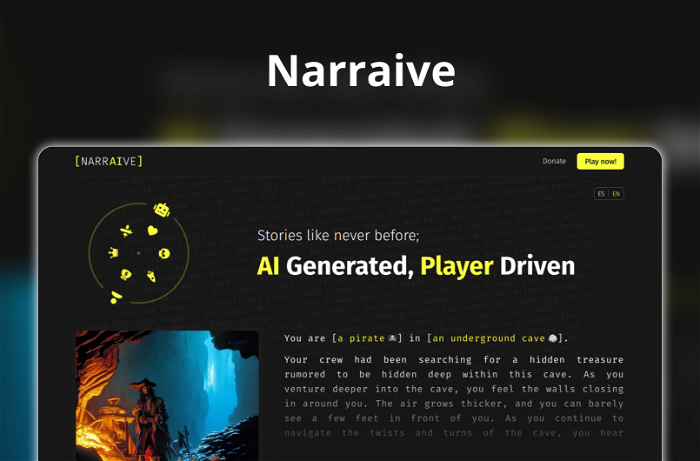 Narraive Thumbnail, showing the homepage and logo of the tool