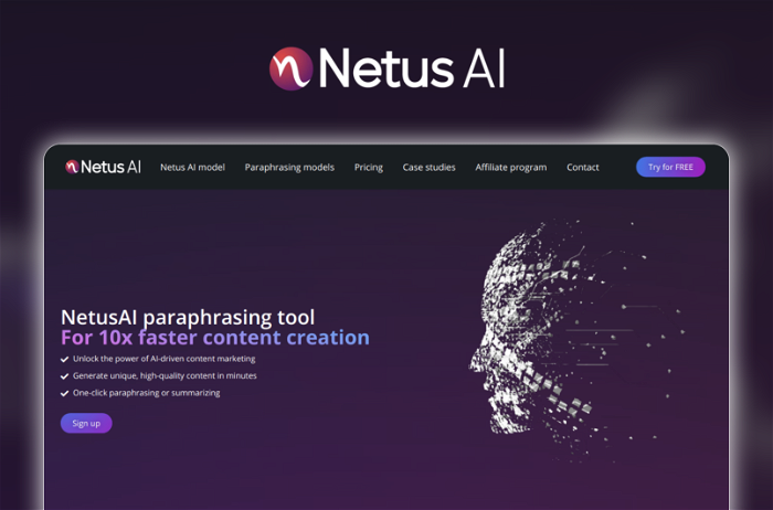 NetusAI Thumbnail, showing the homepage and logo of the tool