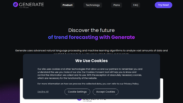 screenshot of Nextatlas Generate's website