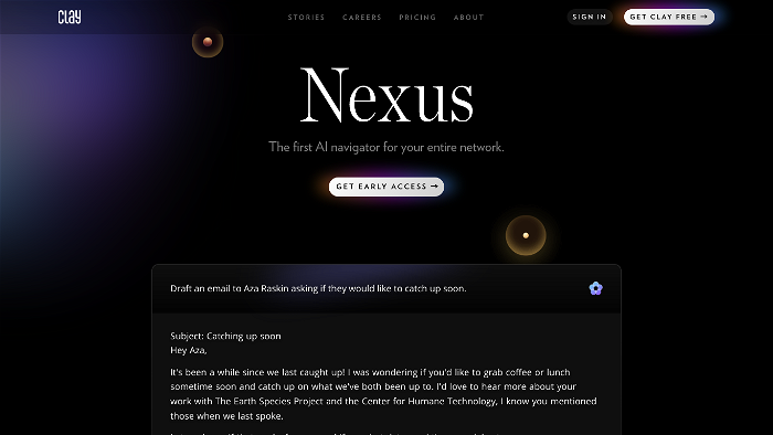 screenshot of Nexus's website