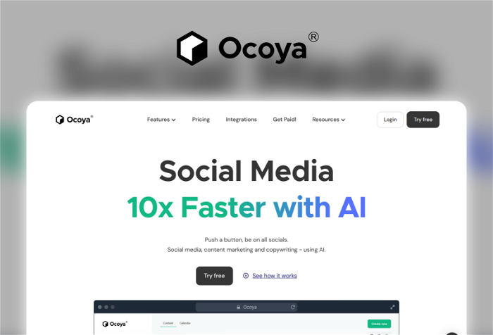 Thumbnail showing the Logo and a Screenshot of Ocoya