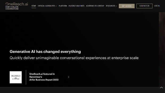 screenshot of OneReach's website