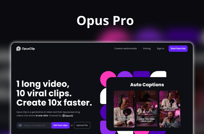Thumbnail showing the Logo and a Screenshot of Opus Pro