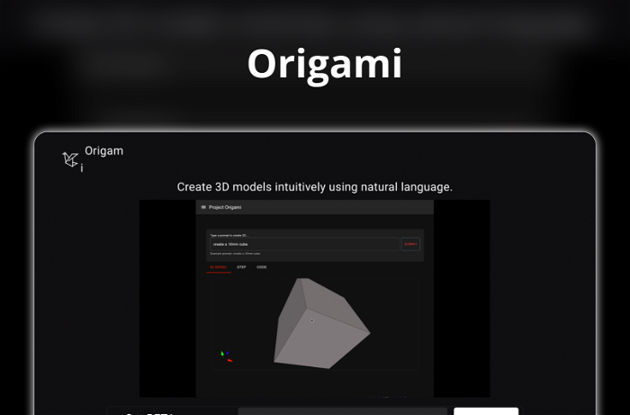 Origami Thumbnail, showing the homepage and logo of the tool