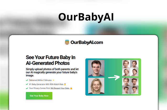 OurBabyAI Thumbnail, showing the homepage and logo of the tool